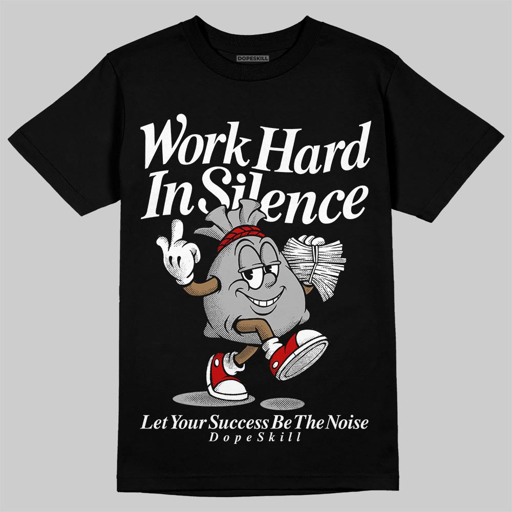 Black and White Sneakers DopeSkill T-Shirt Work Hard In Silence Graphic Streetwear - Black