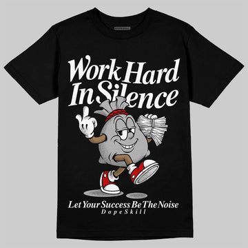 Black and White Sneakers DopeSkill T-Shirt Work Hard In Silence Graphic Streetwear - Black