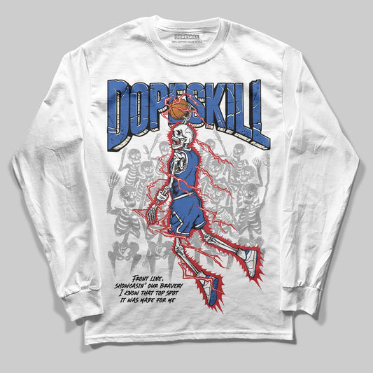 Jordan 1 Low Travis Scott x Fragment DopeSkill Long Sleeve T-Shirt Thunder Dunk Graphic Streetwear - White
