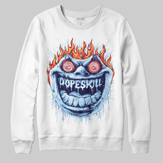 University Blue Sneakers DopeSkill Sweatshirt Hellfire Graphic Streetwear - White