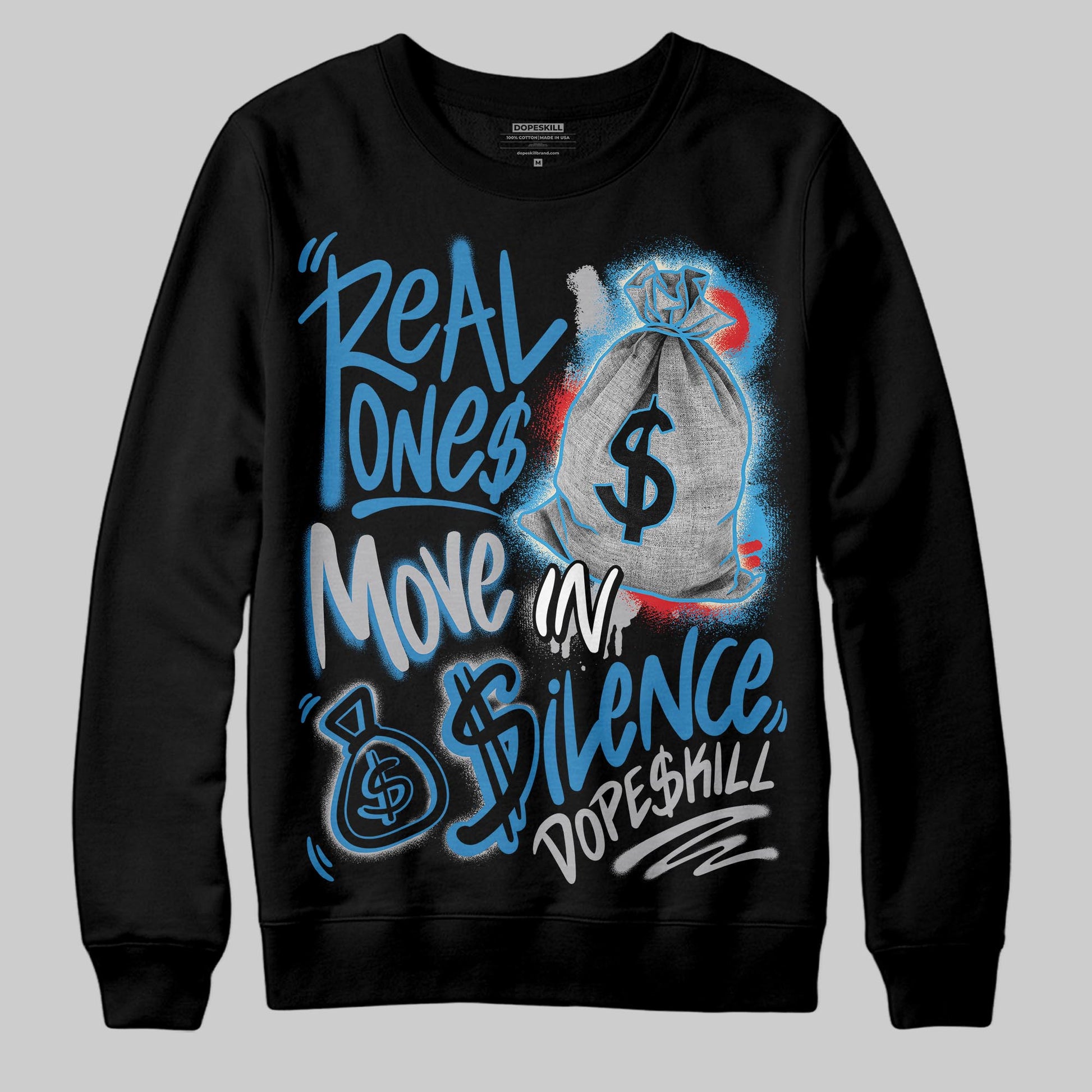 Jordan 3 Retro OG Rare Air DopeSkill Sweatshirt Real Ones Move In Silence Graphic Streetwear - Black