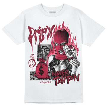 Jordan 1 Retro High '85 OG Metallic Burgundy DopeSkill T-Shirt Drip'n Never Tripp'n Graphic Streetwear - White