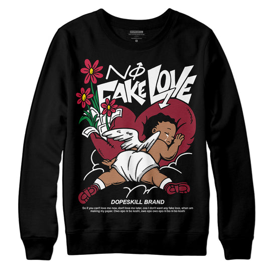 Jordan 1 Retro High '85 OG Metallic Burgundy DopeSkill Sweatshirt No Fake Love Graphic Streetwear - Black