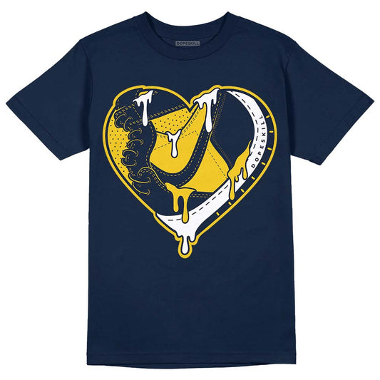 Dunk Low Vintage “Michigan” DopeSkill Midnight Navy T-Shirt Heart Jordan 1 Graphic Streetwear