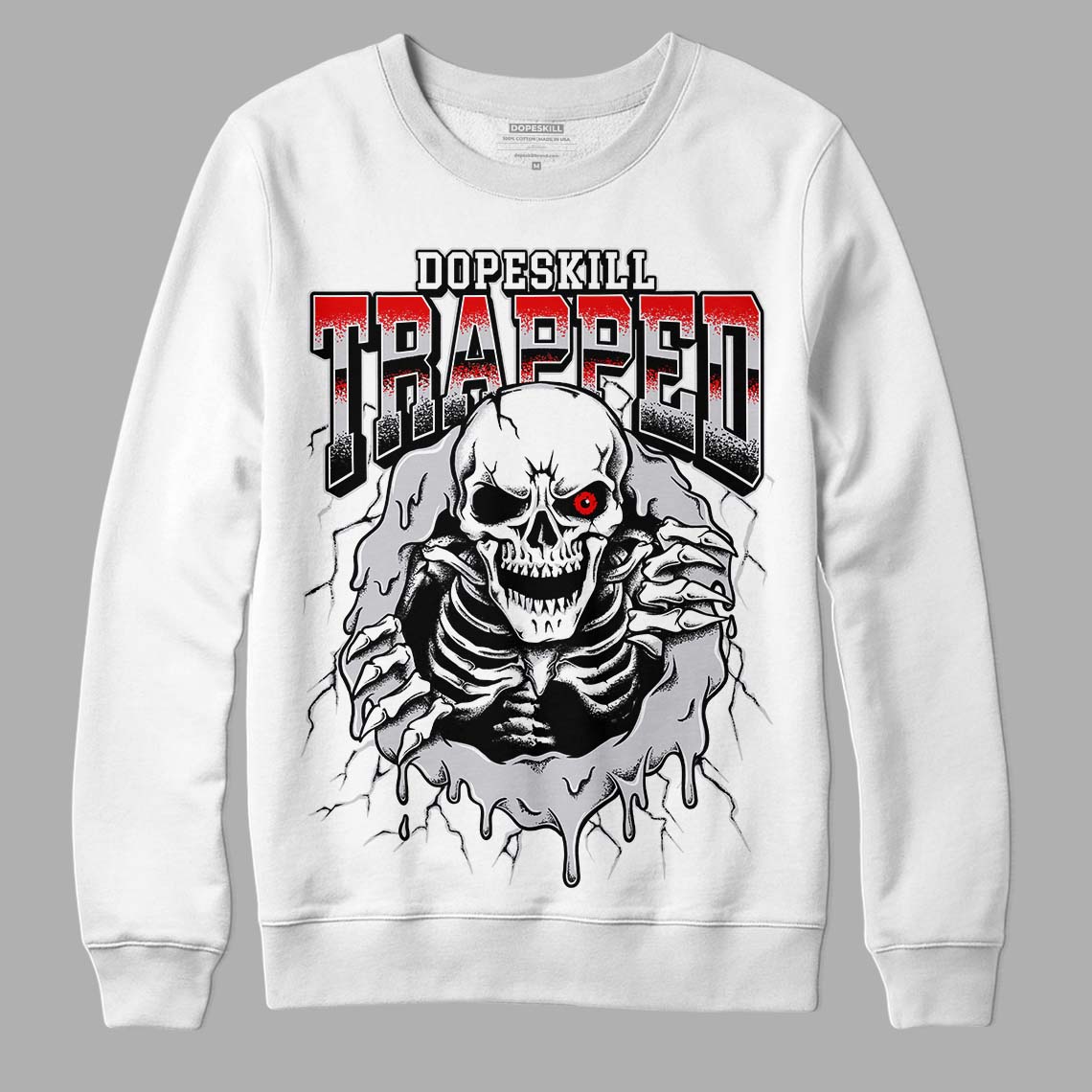 Jordan 2 Retro "Black Cement" DopeSkill Sweatshirt Trapped Halloween Graphic Streetwear - White