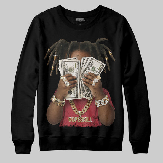 Jordan 4 “Sierra Red" DopeSkill Sweatshirt Rich Youth Graphic Streetwear - Black