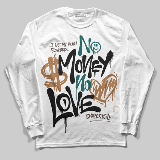 Adidas Samba OG Leopard Pack Collegiate Green DopeSkill Long Sleeve T-Shirt No Money No Love Typo Graphic Streetwear - WHite