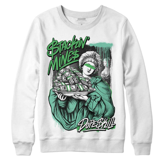 Jordan 1 High OG Green Glow DopeSkill Sweatshirt Stackin Mines Graphic Streetwear - White