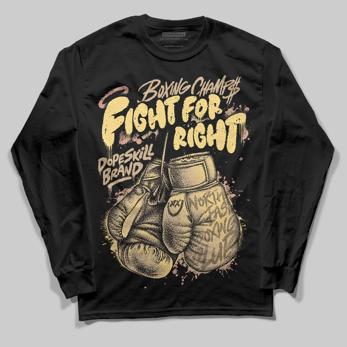 TAN Sneakers DopeSkill Long Sleeve T-Shirt Fight For Right Graphic Streetwear - Black
