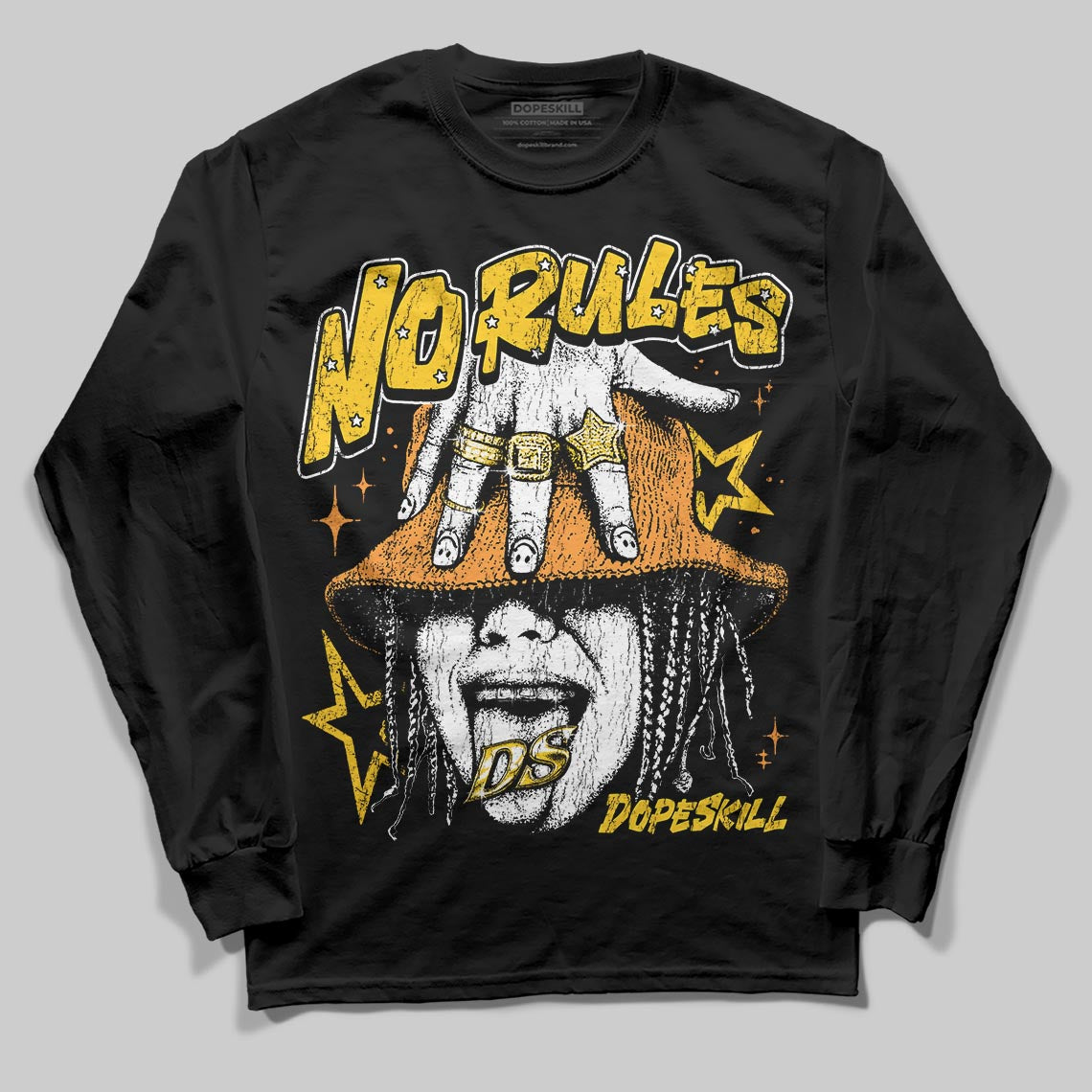 Yellow Sneakers DopeSkill Long Sleeve T-Shirt No Rules Graphic Streetwear - Black