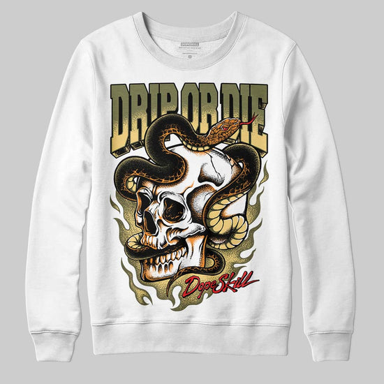 Olive Sneakers DopeSkill Sweatshirt Drip or Die Graphic Streetwear - White 