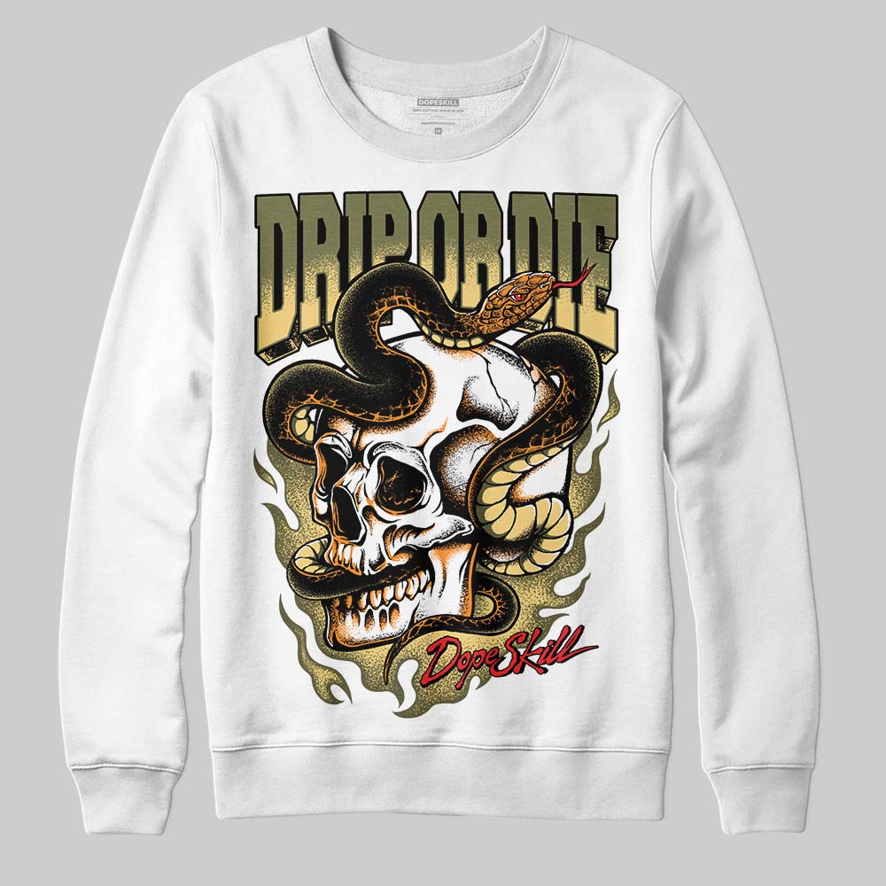 Olive Sneakers DopeSkill Sweatshirt Drip or Die Graphic Streetwear - White 