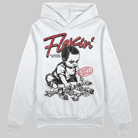 Jordan 4 “Flight Club” DopeSkill Hoodie Sweatshirt Flexin' Graphic Streetwear - White