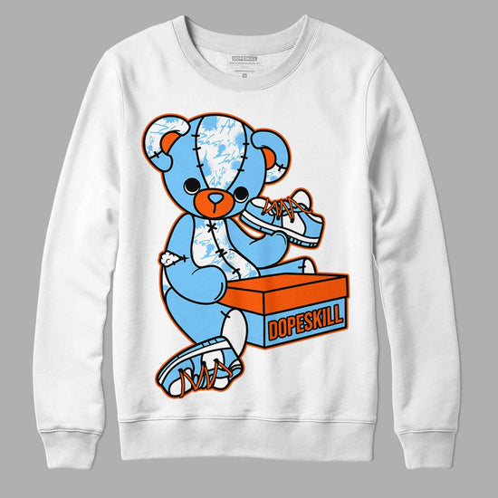 Dunk Low Futura University Blue DopeSkill Sweatshirt Sneakerhead BEAR Graphic Streetwear - White