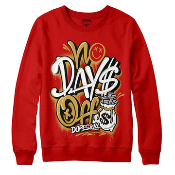 Red Sneakers DopeSkill Red Sweatshirt No Days Off Graphic Streetwear 