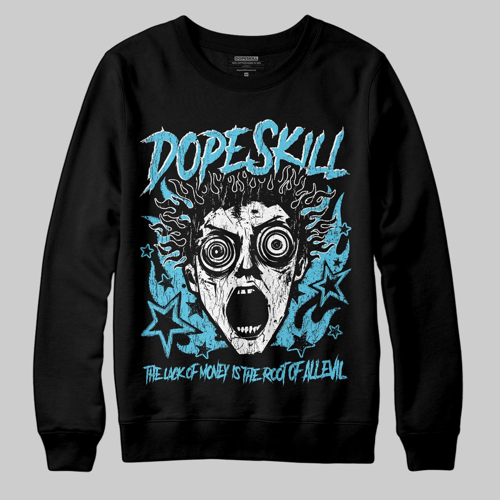 Jordan 11 Retro Gamma Blue (2025) DopeSkill Sweatshirt Root of Evil Graphic Streetwear - Black