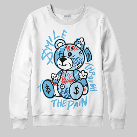 Jordan 11 Retro Legend Blue DopeSkill Sweatshirt Smile Through The Pain Graphic Streetwear - White