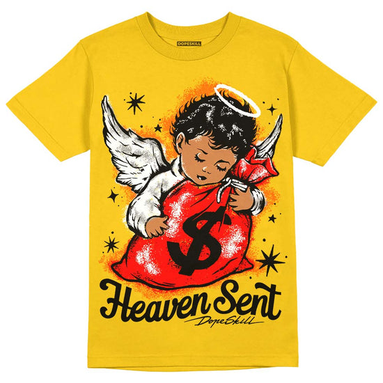 Jordan 4 Thunder DopeSkill T-Shirt Heaven Sent Graphic Streetwear - Tour Yellow