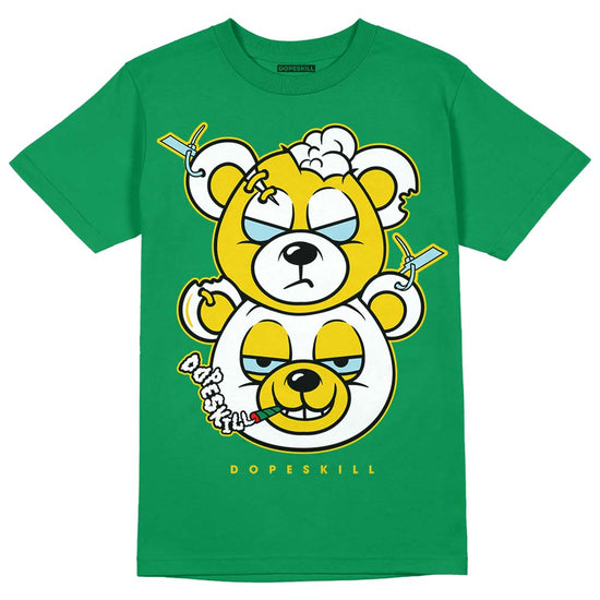 Jordan 5 “Lucky Green” DopeSkill Green T-shirt New Double Bear Graphic Streetwear 