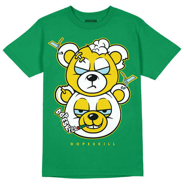 Jordan 5 “Lucky Green” DopeSkill Green T-shirt New Double Bear Graphic Streetwear 