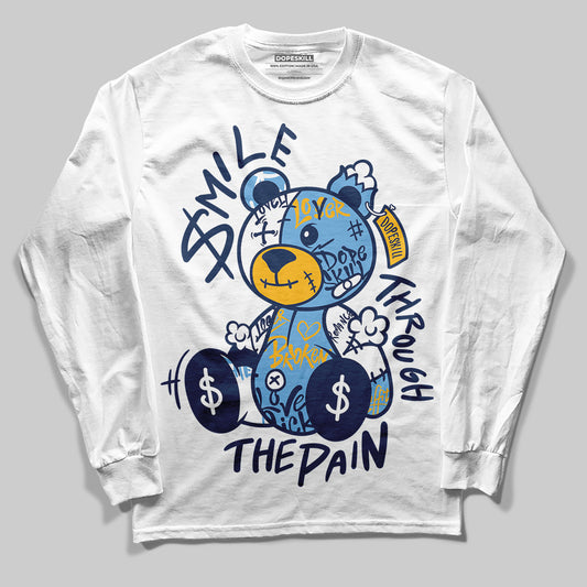Jordan 4 Retro ‘Dunk From Above’ DopeSkill Long Sleeve T-Shirt Smile Through The Pain Graphic Streetwear - White