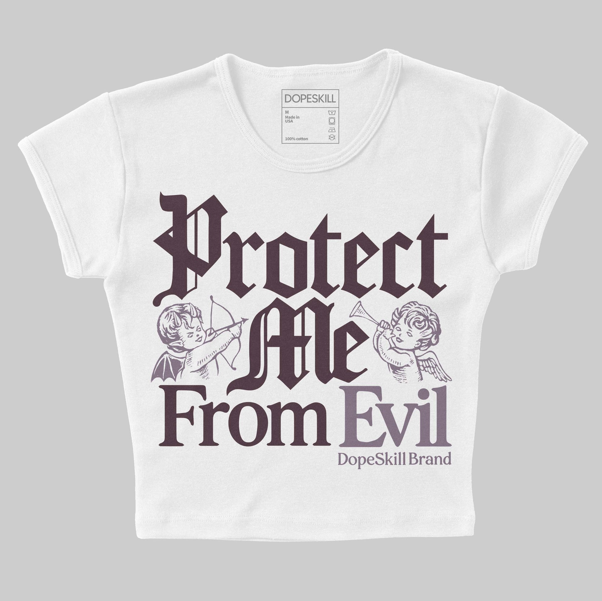 A Ma Maniére x Air Jordan 3 "Burgundy Crush" DopeSkill Women's Crop Top Protect Me From Evil Graphic Streetwear - White