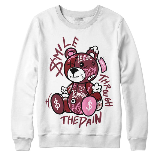 Jordan 1 Retro High OG “Team Red” DopeSkill Sweatshirt Smile Through The Pain Graphic Streetwear - WHite