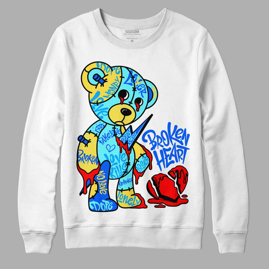 Jordan 5 Aqua DopeSkill Sweatshirt Broken Heart Graphic Streetwear - White