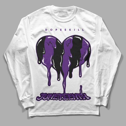 Jordan 12 “Field Purple” DopeSkill Long Sleeve T-Shirt Juneteenth Heart Graphic Streetwear - White