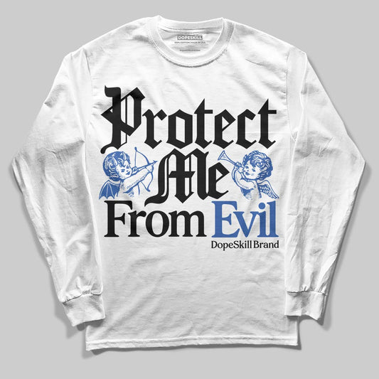 Awake NY x Jordan 5 Retro 'Black Racer Blue' DopeSkill Long Sleeve T-Shirt Protect Me From Evil Graphic Streetwear - White 