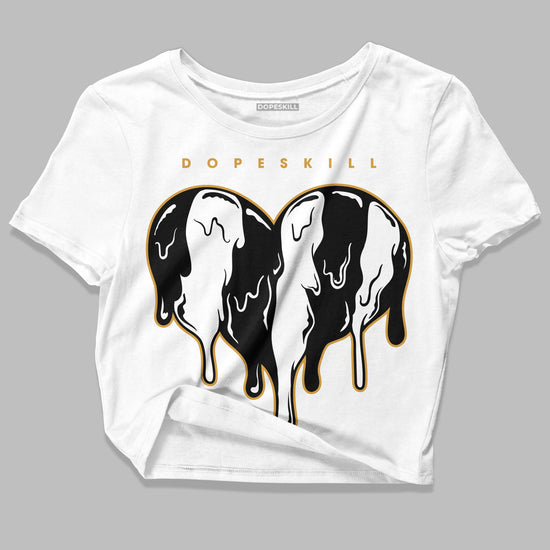 Jordan 11 "Gratitude" DopeSkill Women's Crop Top Slime Drip Heart Graphic Streetwear - WHite