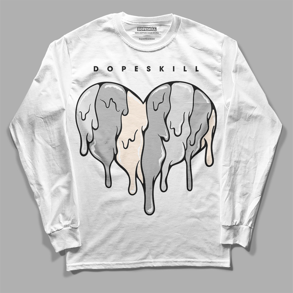 Dunk Low Cool Grey DopeSkill Long Sleeve T-Shirt Slime Drip Heart Graphic Streetwear - White