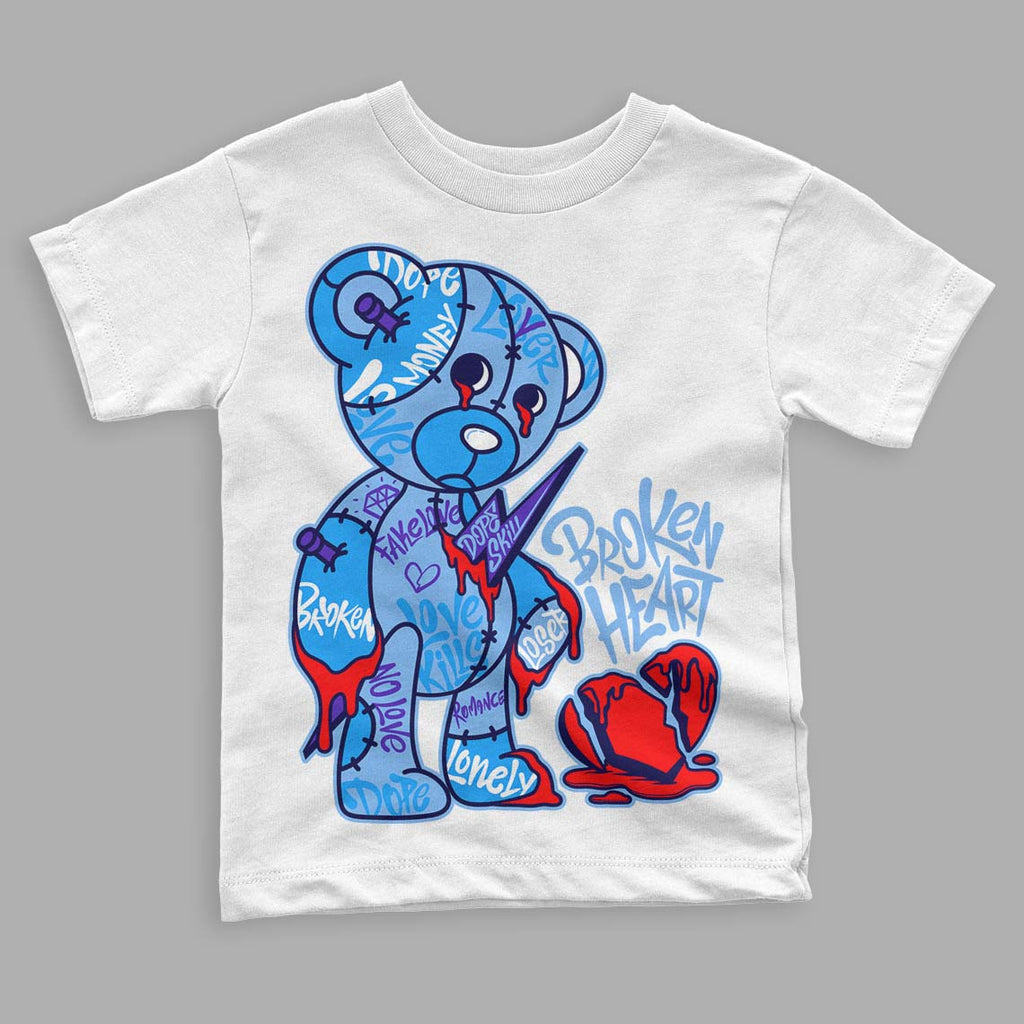 Jordan 6 University Blue DopeSkill Toddler Kids T-shirt Broken Heart Graphic Streetwear  - White 