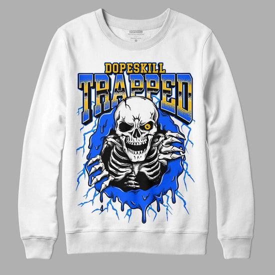 Royal Blue Sneakers DopeSkill Sweatshirt Trapped Halloween Graphic Streetwear - White