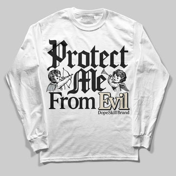 Jordan 5 Retro Reverse Metallic DopeSkill Long Sleeve T-Shirt Protect Me From Evil Graphic Streetwear - White