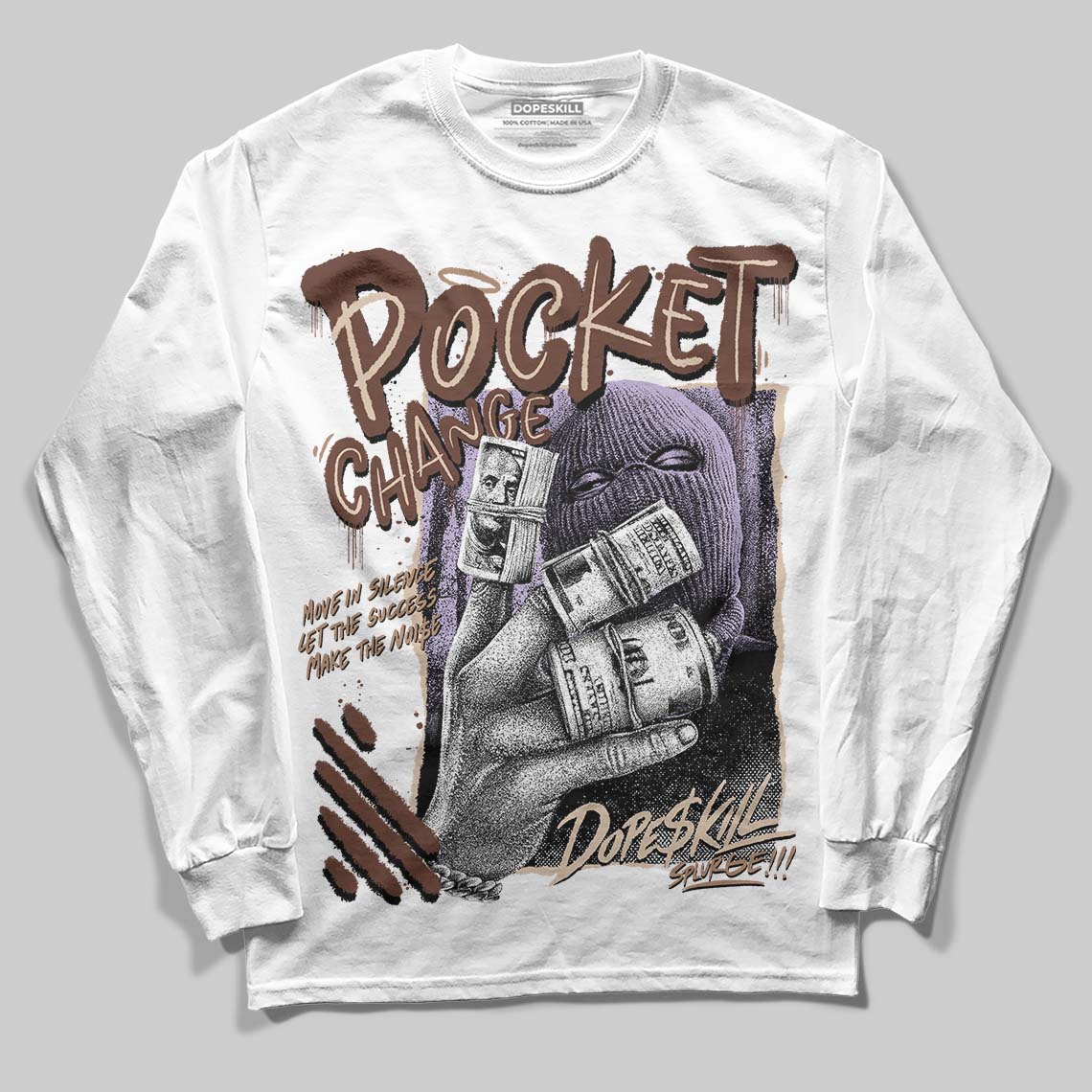 Harris Tweed x Wmns Dunk Low 'Sesame' DopeSkill Long Sleeve T-Shirt Pocket Change Graphic Streetwear - White