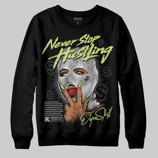 Jordan 4 GS “Light Lemon Twist” DopeSkill Sweatshirt Never Stop Hustling Graphic Streetwear - Black