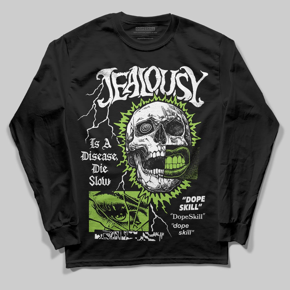 Neon Green Sneakers DopeSkill Long Sleeve T-Shirt Jealousy Graphic Streetwear - Black