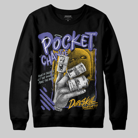 Jordan 4 Retro Lakers DopeSkill Sweatshirt Pocket Change Graphic Streetwear - Black