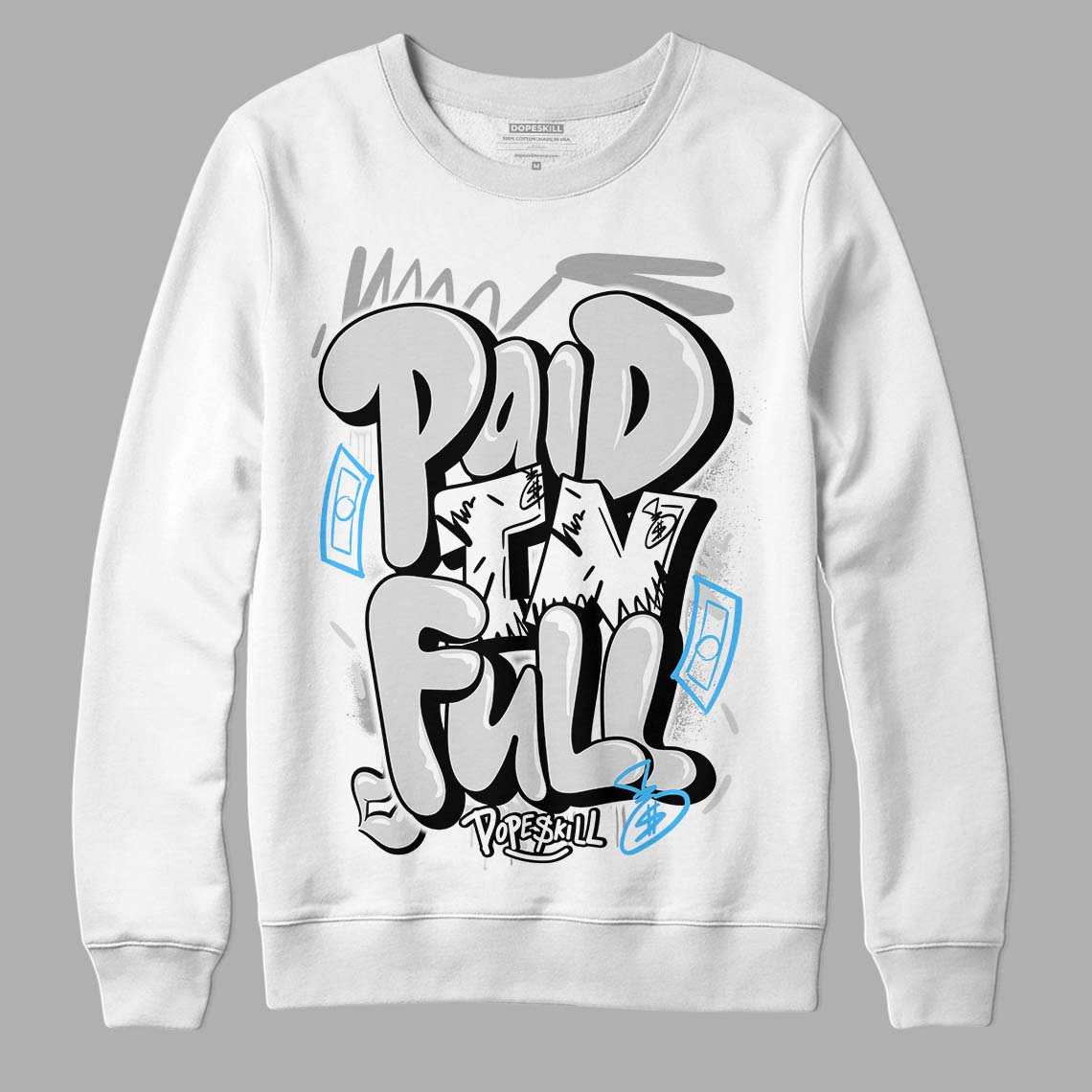 Dunk Low ‘Pure Platinum’ DopeSkill Sweatshirt New Paid In Full Graphic Streetwear - White