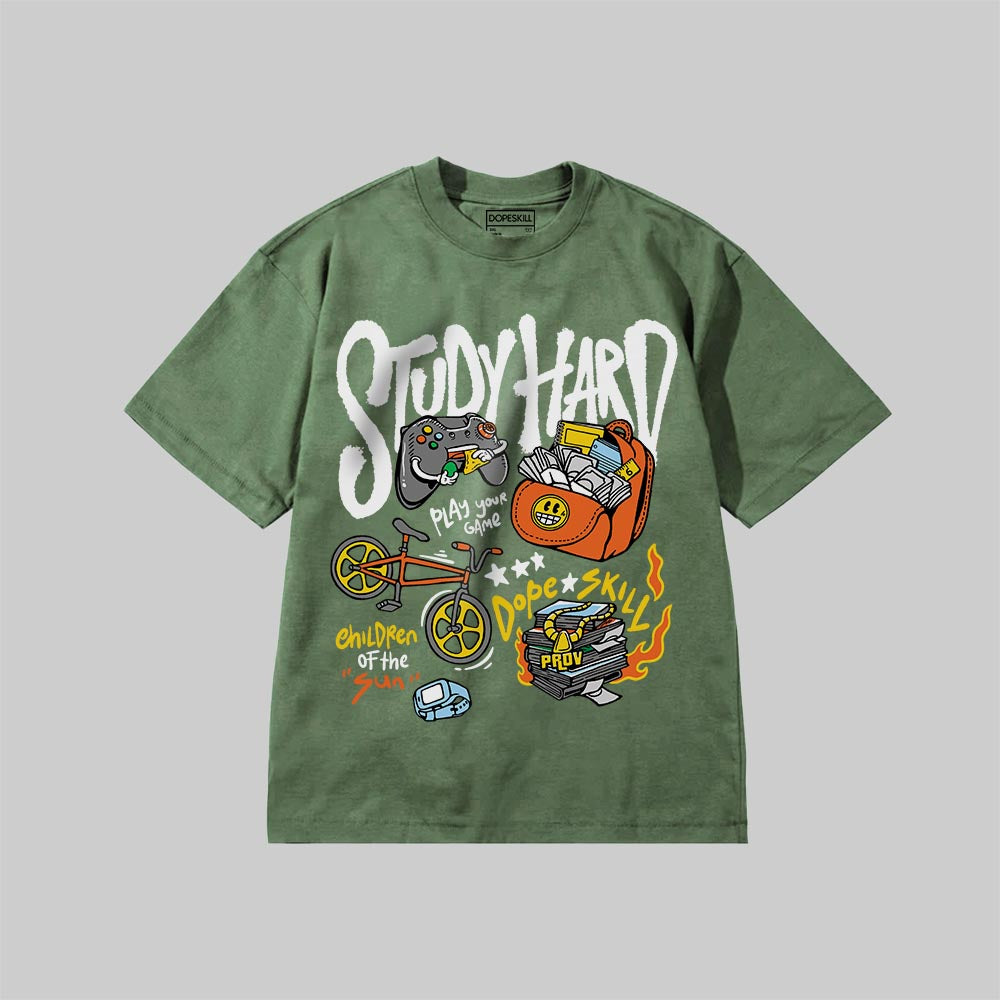 Study Hard DopeSkill Premium T-shirt Streetwear - Moss