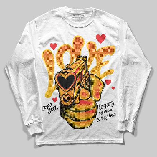 Yellow Sneakers DopeSkill Long Sleeve T-Shirt Love Shot Graphic Streetwear - White
