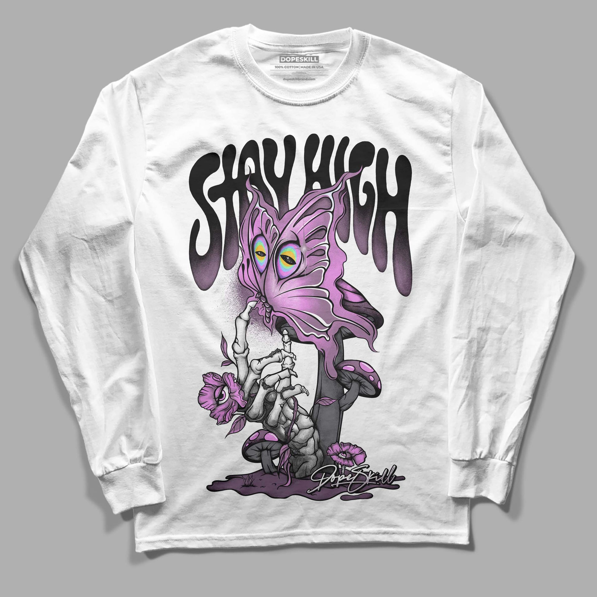 Jordan 2 “Mauve/Off-Noir” DopeSkill Long Sleeve T-Shirt Stay High Graphic Streetwear - White 