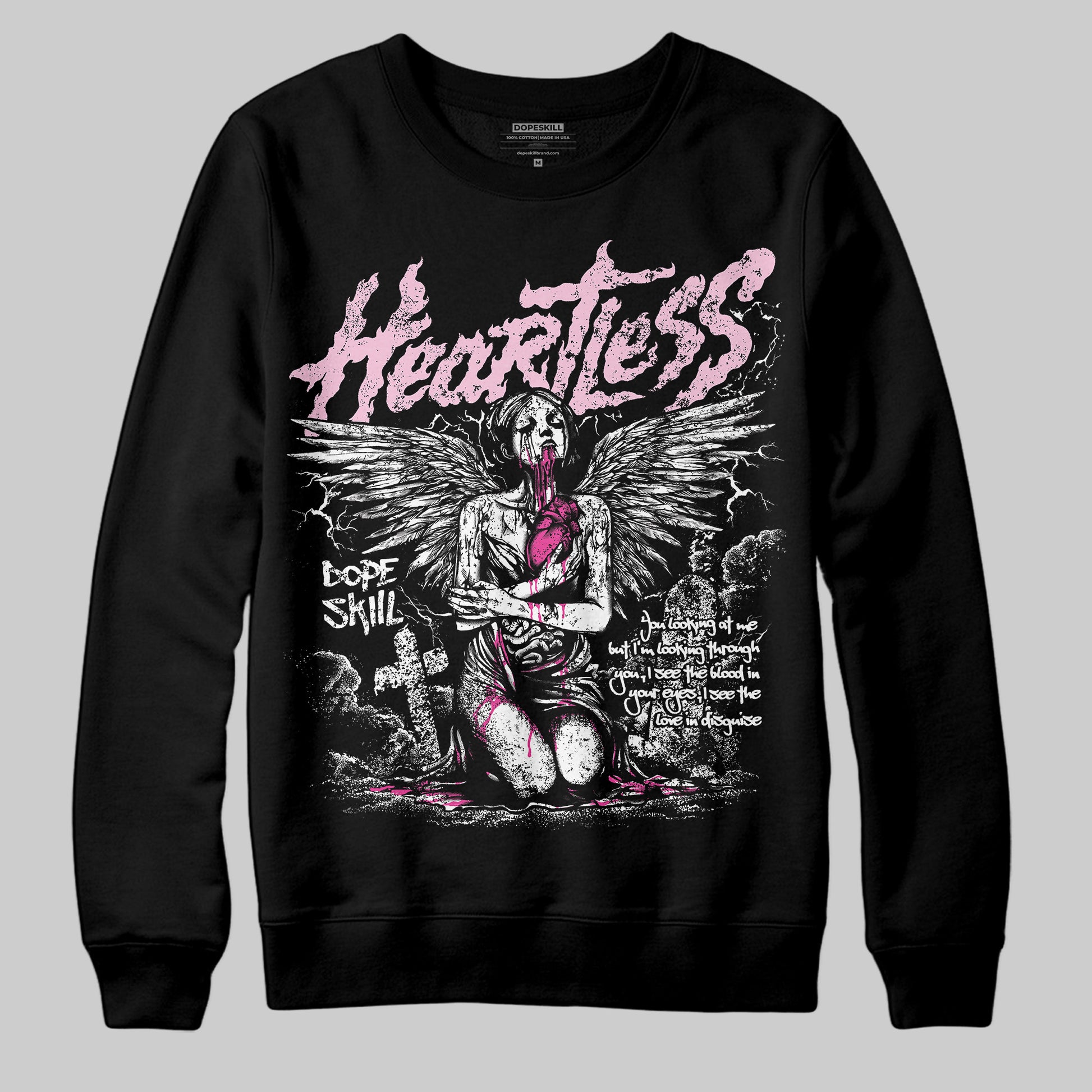 Pink Sneakers DopeSkill Sweatshirt Heartless Graphic Streetwear - black