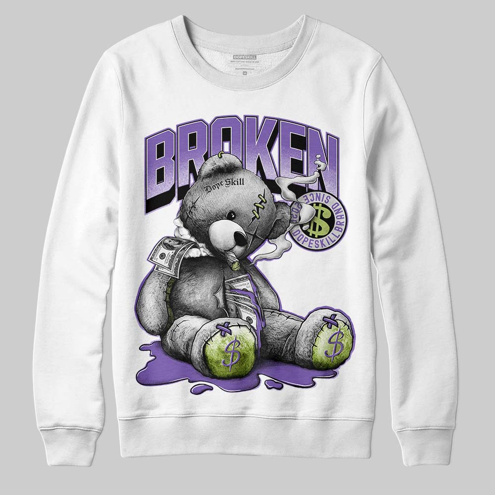 Jordan 4 Canyon Purple DopeSkill Sweatshirt Sick Bear Graphic Streetwear - White