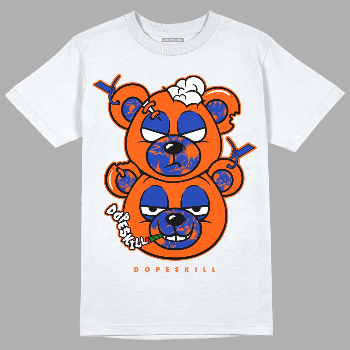 Dunk Low Futura Orange Blaze DopeSkill T-Shirt New Double Bear Graphic Streetwear - White