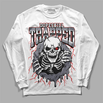 Jordan 9 Retro Fire Red DopeSkill Long Sleeve T-Shirt Trapped Halloween Graphic Streetwear  - White 