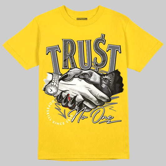 Jordan 4 Lightning DopeSkill Tour Yellow T-Shirt Trust No One Graphic Streetwear 