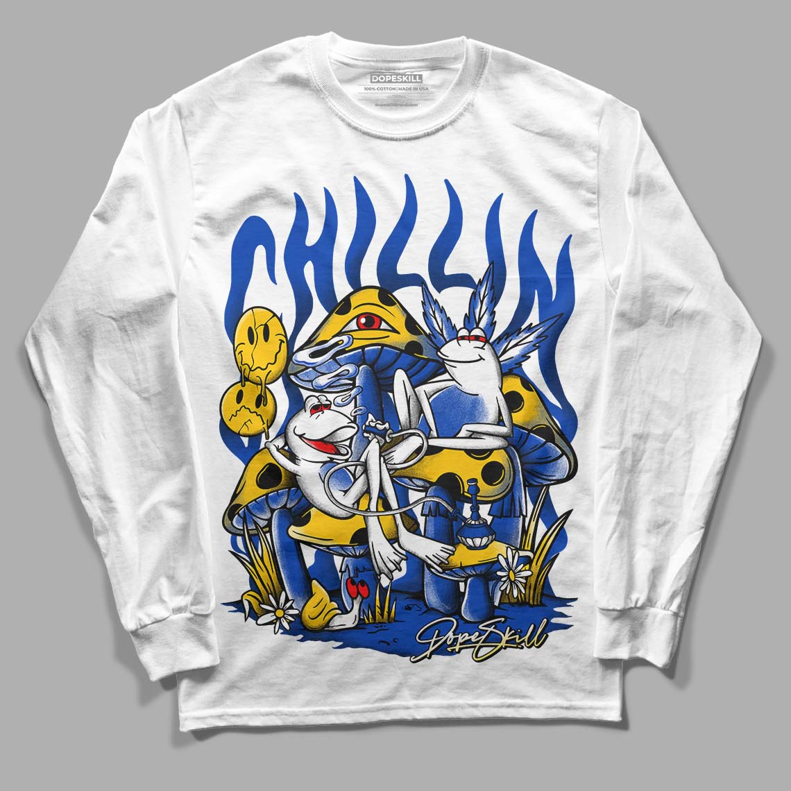 Jordan 14 “Laney” DopeSkill Long Sleeve T-Shirt Chillin Graphic Streetwear - White