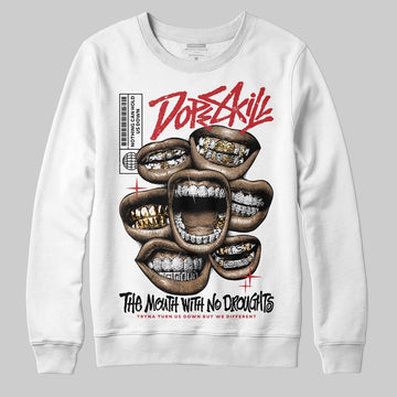 Jordan 4 “Flight Club” DopeSkill Sweatshirt The Mouth With No Droughts Graphic Streetwear - White 